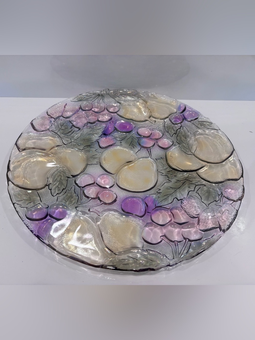 Vintage Libbey Orchard fruit pattern 13” serving platter- iradecent